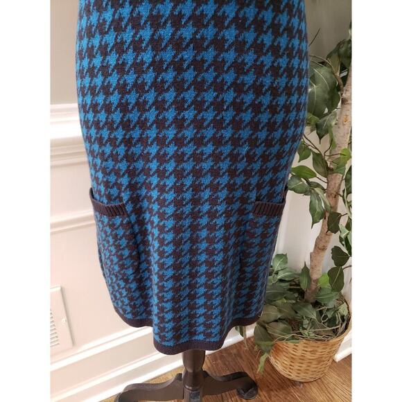 Style & Co. Women's Blue Knit Houndstooth Short Sleeve V Neck Sweater Dress XL - Picture 5 of 15